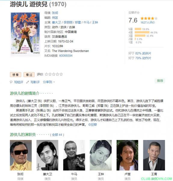 【稀缺】[游侠儿][1970][武侠][香港][国语中字][MP4-720P][1.57G]姜大卫/李丽丽/午马-百度网盘