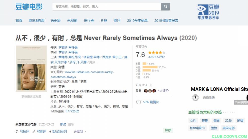 【女性文艺】【2020】【从不，很少，有时，总是】【百度网盘】4.15G